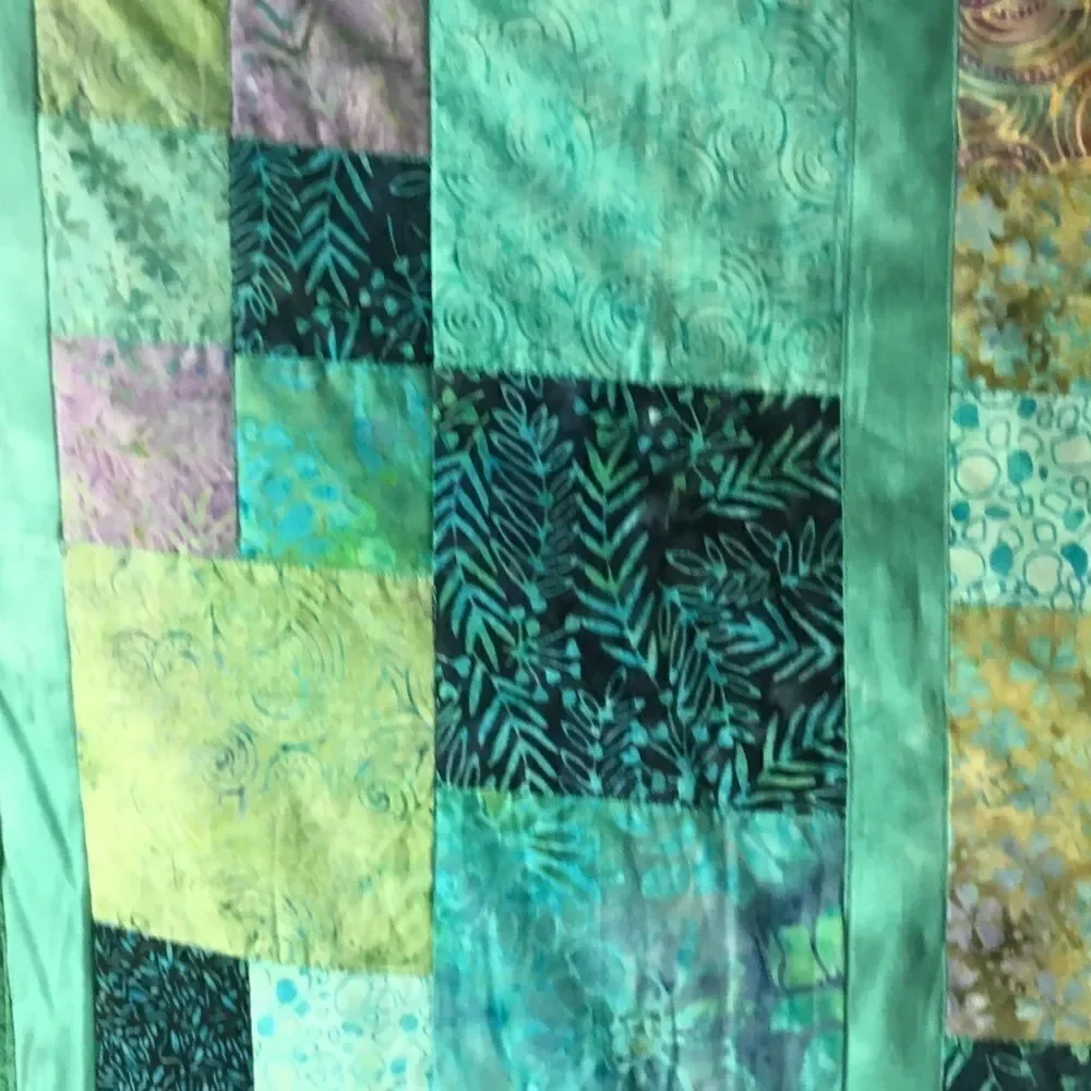 Handmade Quilt Beautiful Aqua Tones
